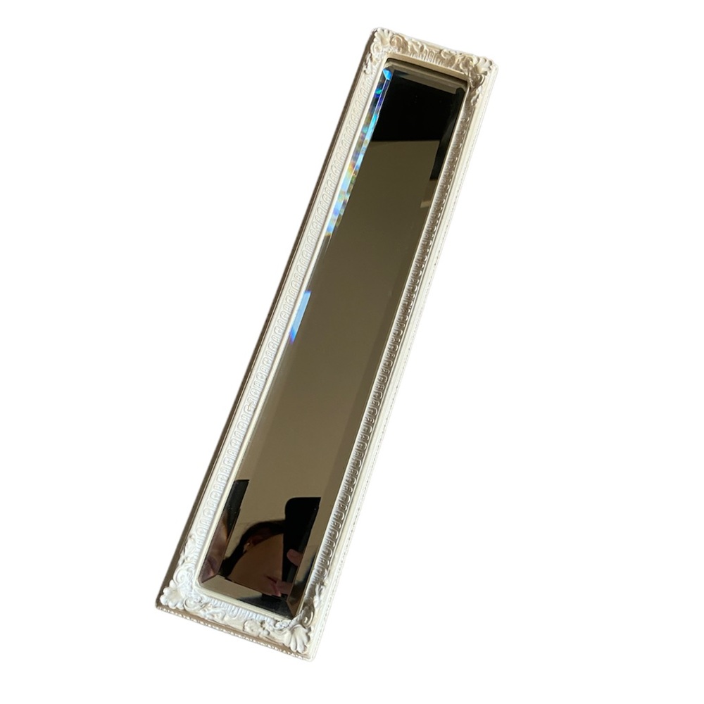 Vintage Ornate White Mirror 17”